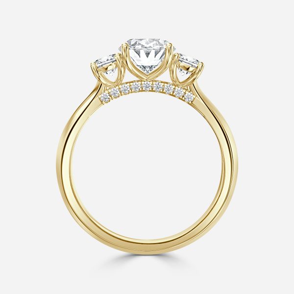Cae Oval Three Stone Engagement Ring 14K / 18K Solid Gold