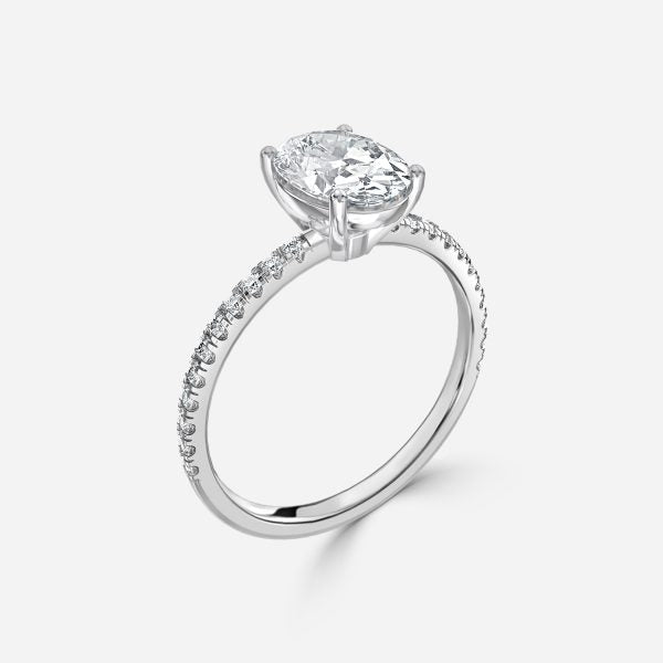 Lux Oval Diamond Band Engagement Ring 14K / 18K Solid Gold