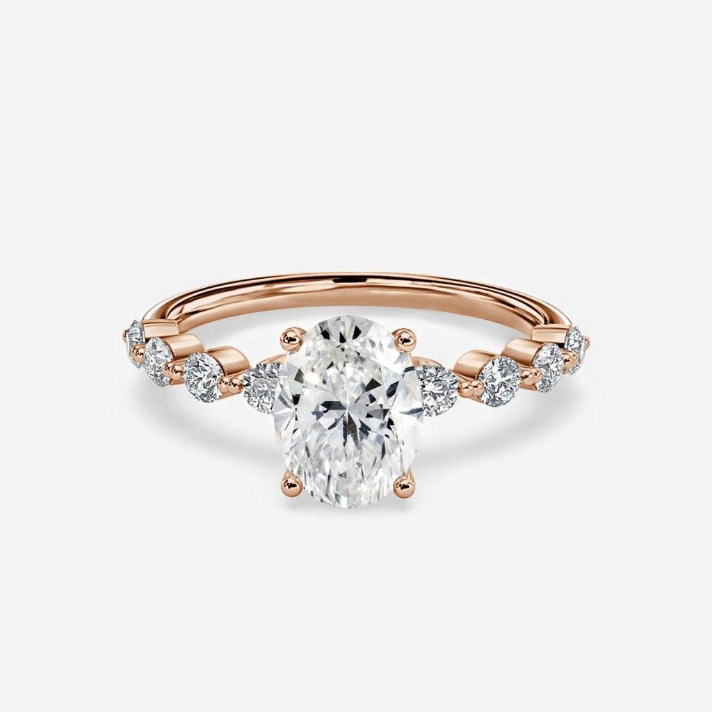 Tivian Oval Unique Diamond Engagement Ring 14K / 18K Solid Gold