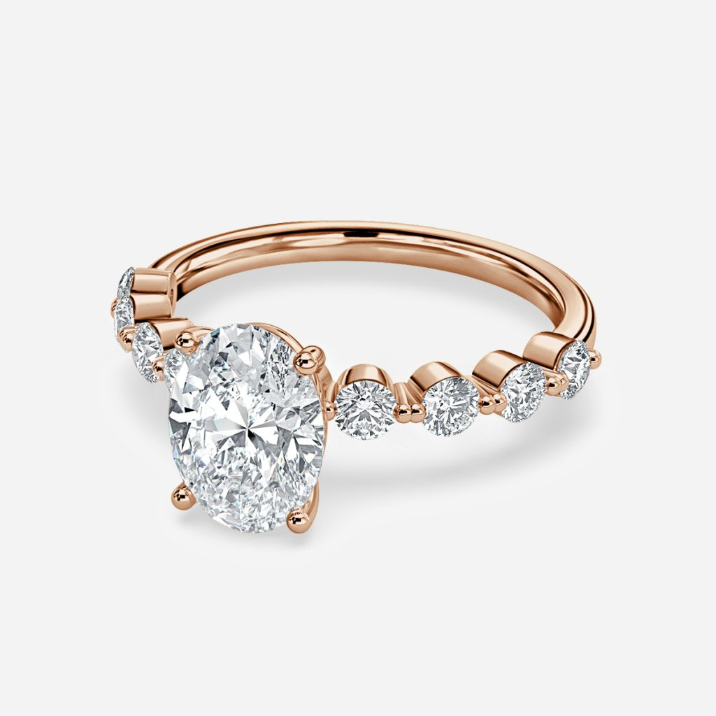 Tivian Oval Unique Diamond Engagement Ring 14K / 18K Solid Gold