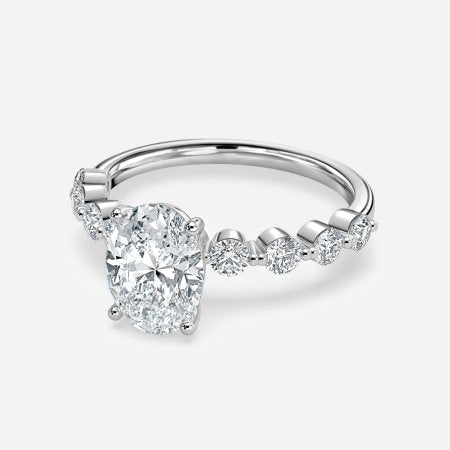 Tivian Oval Unique Diamond Engagement Ring 14K / 18K Solid Gold