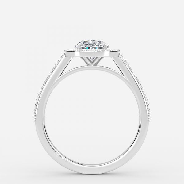 Flswin Oval Halo Engagement Ring 14K / 18K Solid Gold