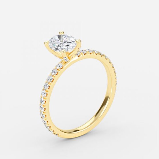 Jose Oval Unique Diamond Engagement Ring 14K / 18K Solid Gold