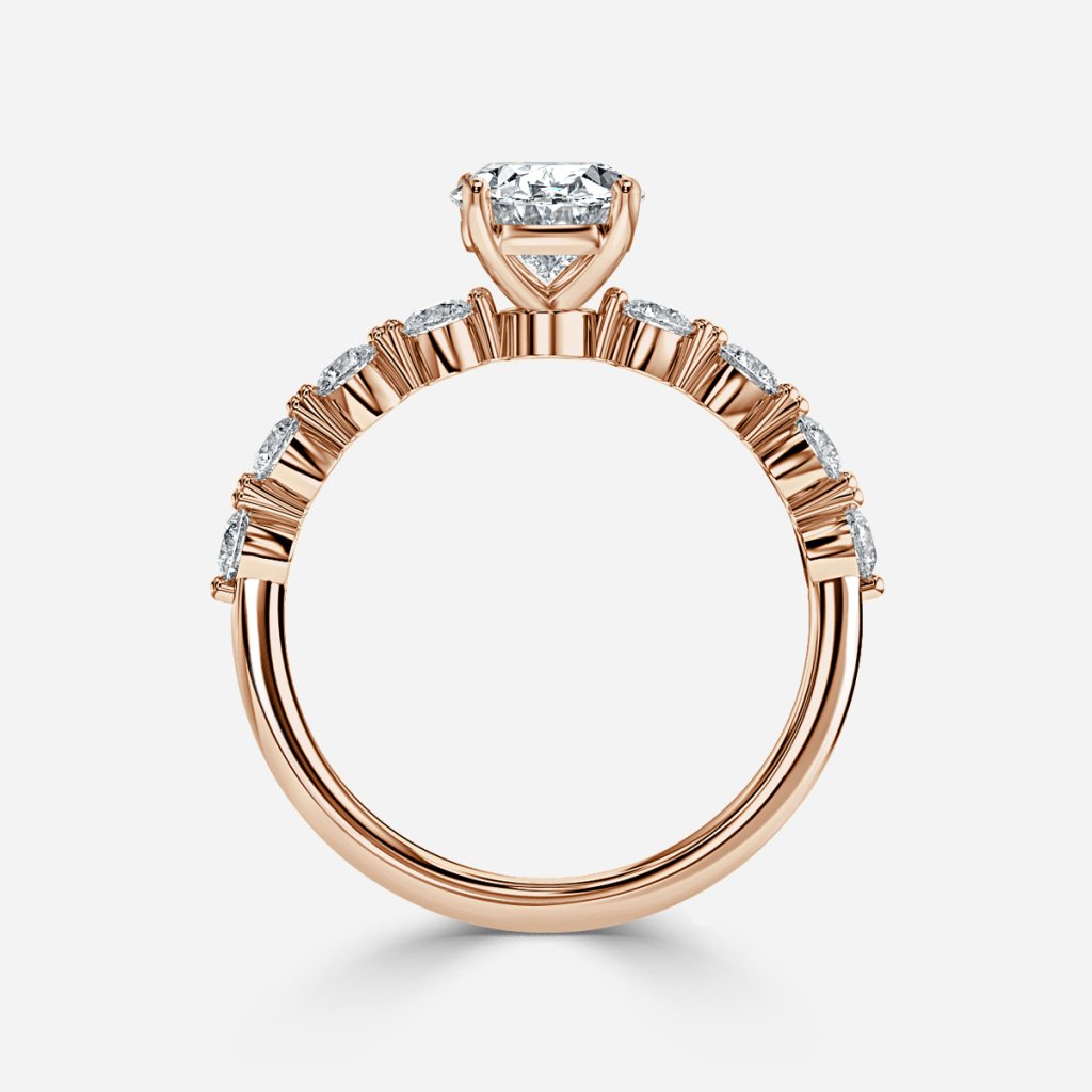 Tivian Oval Unique Diamond Engagement Ring 14K / 18K Solid Gold