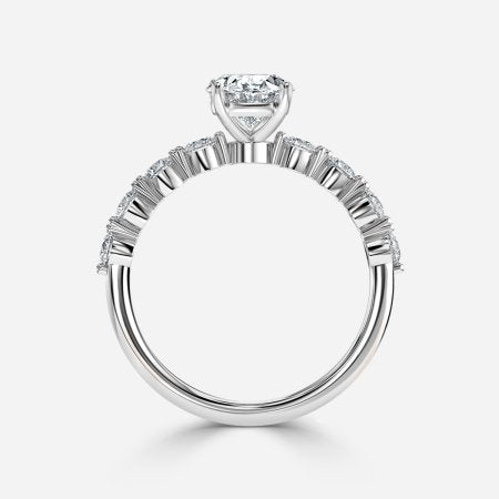 Tivian Oval Unique Diamond Engagement Ring 14K / 18K Solid Gold