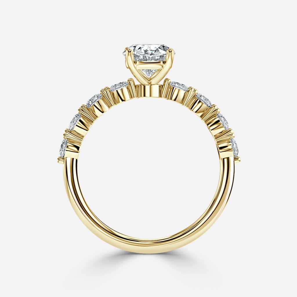 Tivian Oval Unique Diamond Engagement Ring 14K / 18K Solid Gold