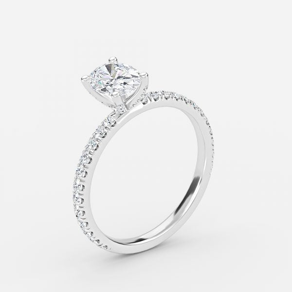 Jose Oval Unique Diamond Engagement Ring 14K / 18K Solid Gold