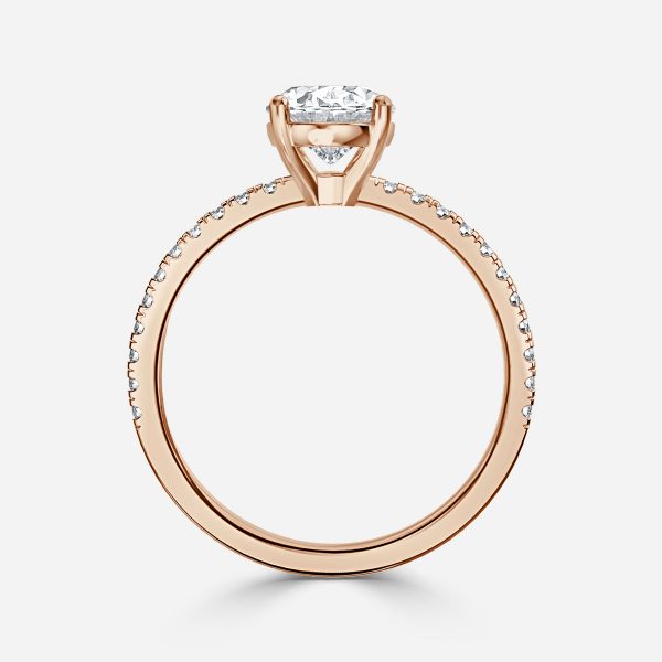 Lux Oval Diamond Band Engagement Ring 14K / 18K Solid Gold