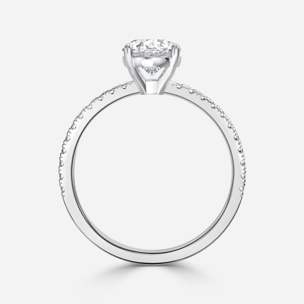 Lux Oval Diamond Band Engagement Ring 14K / 18K Solid Gold