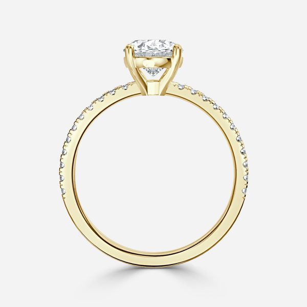 Lux Oval Diamond Band Engagement Ring 14K / 18K Solid Gold