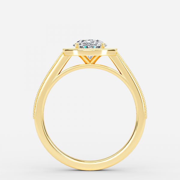 Flswin Oval Halo Engagement Ring 14K / 18K Solid Gold