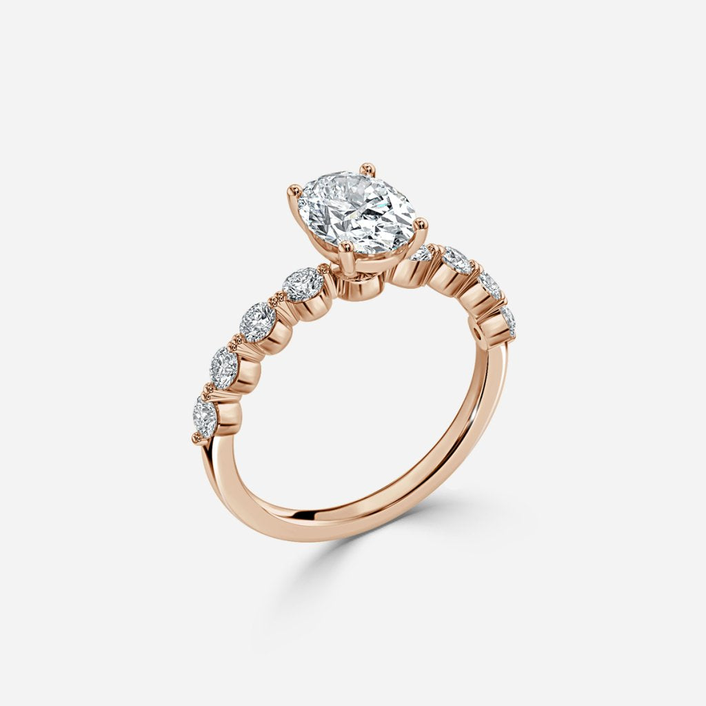 Tivian Oval Unique Diamond Engagement Ring 14K / 18K Solid Gold