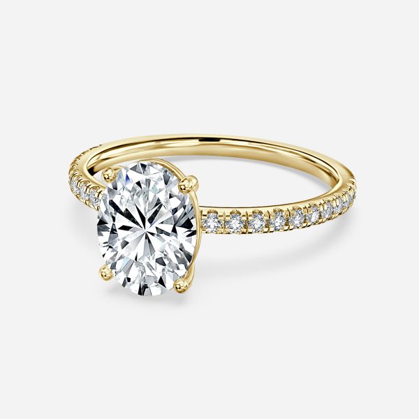 Lux Oval Diamond Band Engagement Ring 14K / 18K Solid Gold