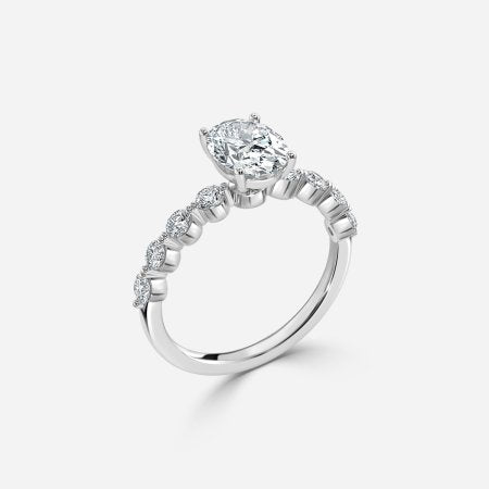 Tivian Oval Unique Diamond Engagement Ring 14K / 18K Solid Gold