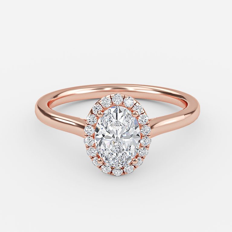Kevi Oval Halo Engagement Ring 14K / 18K Solid Gold