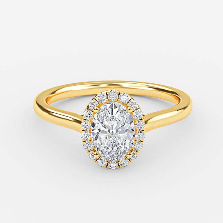 Kevi Oval Halo Engagement Ring 14K / 18K Solid Gold