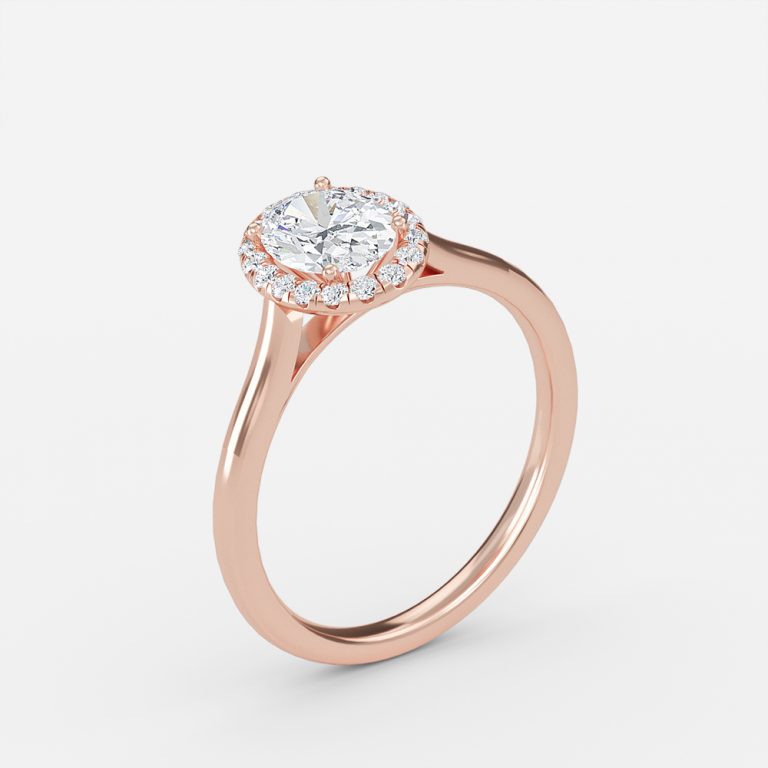 Kevi Oval Halo Engagement Ring 14K / 18K Solid Gold