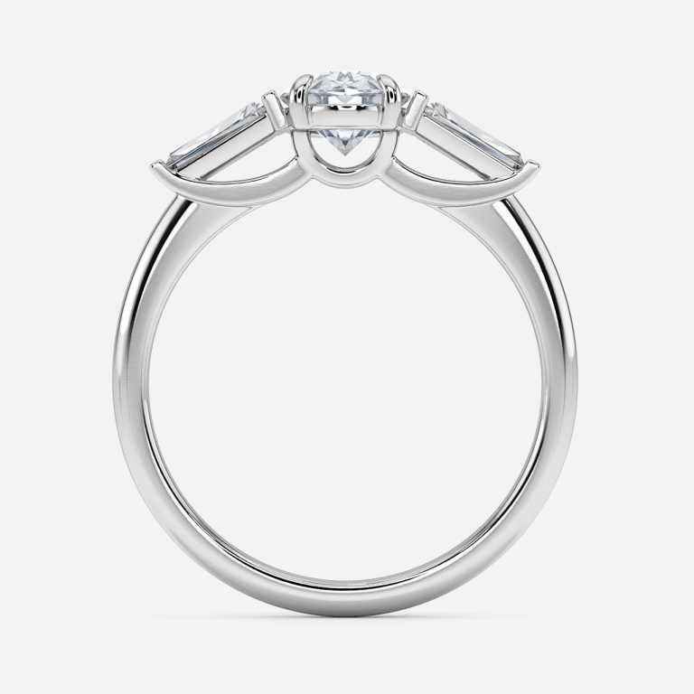 Jeraldine Oval Three Stone Engagement Ring 14K / 18K Solid Gold