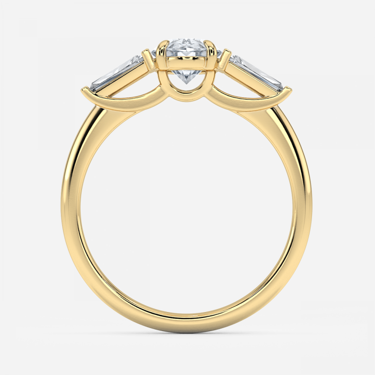Jeraldine Oval Three Stone Engagement Ring 14K / 18K Solid Gold