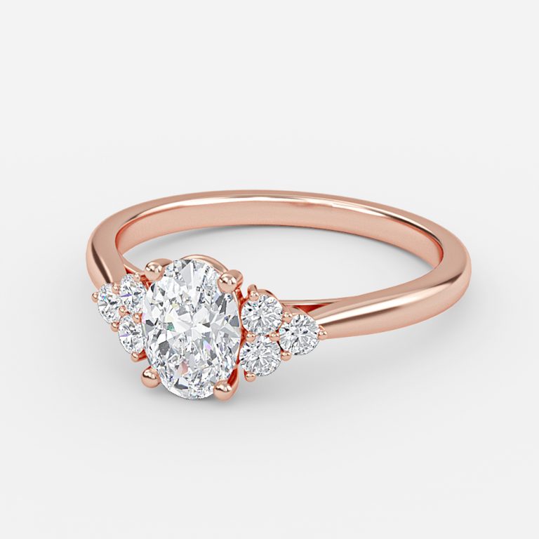 Nika Oval Cluster Engagement Ring 14K / 18K Solid Gold
