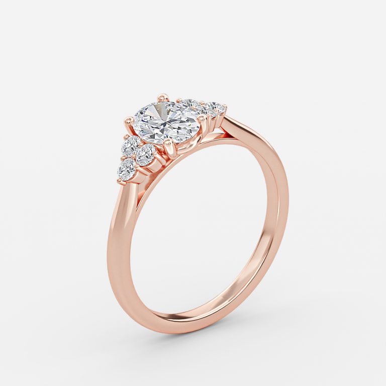 Nika Oval Cluster Engagement Ring 14K / 18K Solid Gold