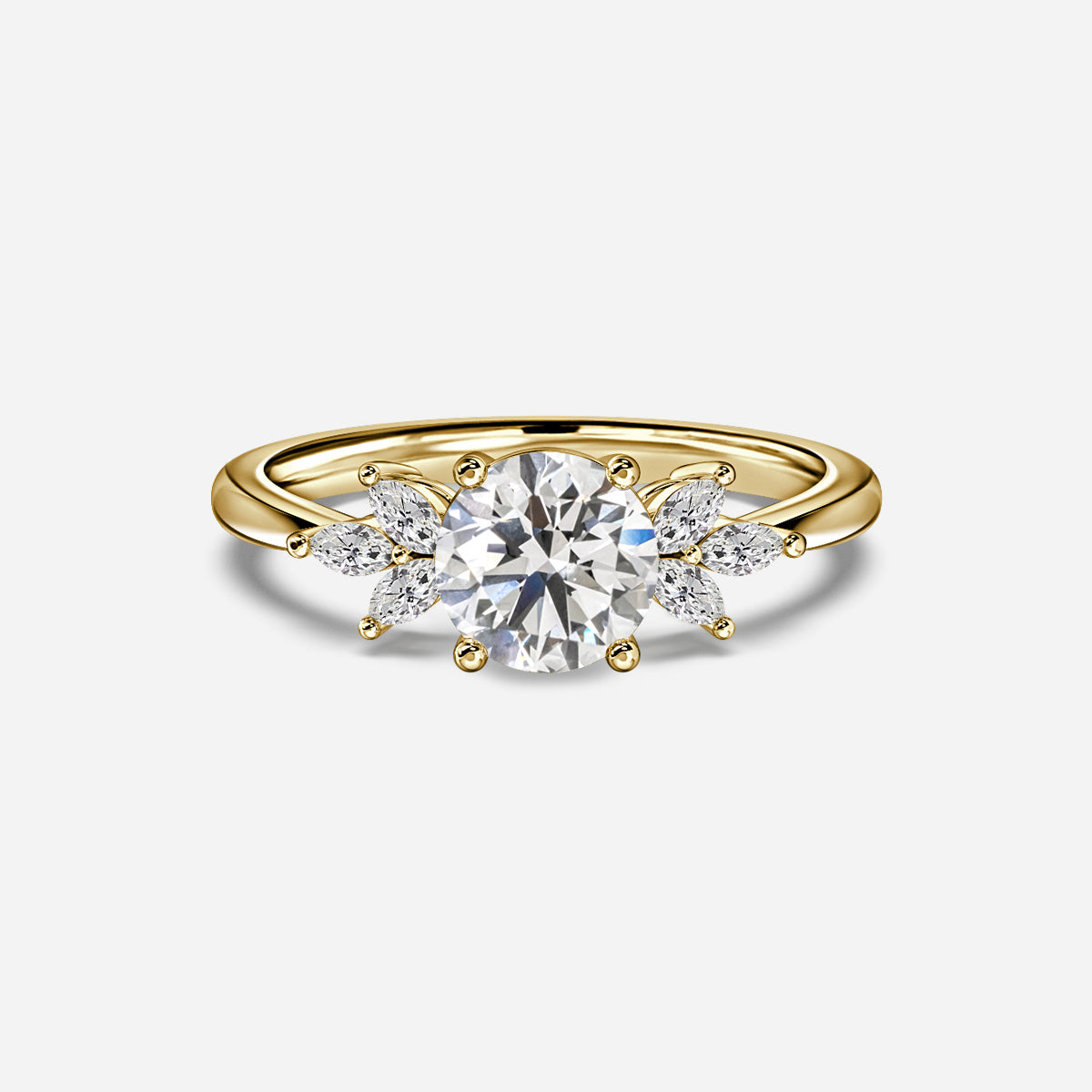 18k Yellow Gold 1ct D VVS1 Round Engagement Ring Gabriella