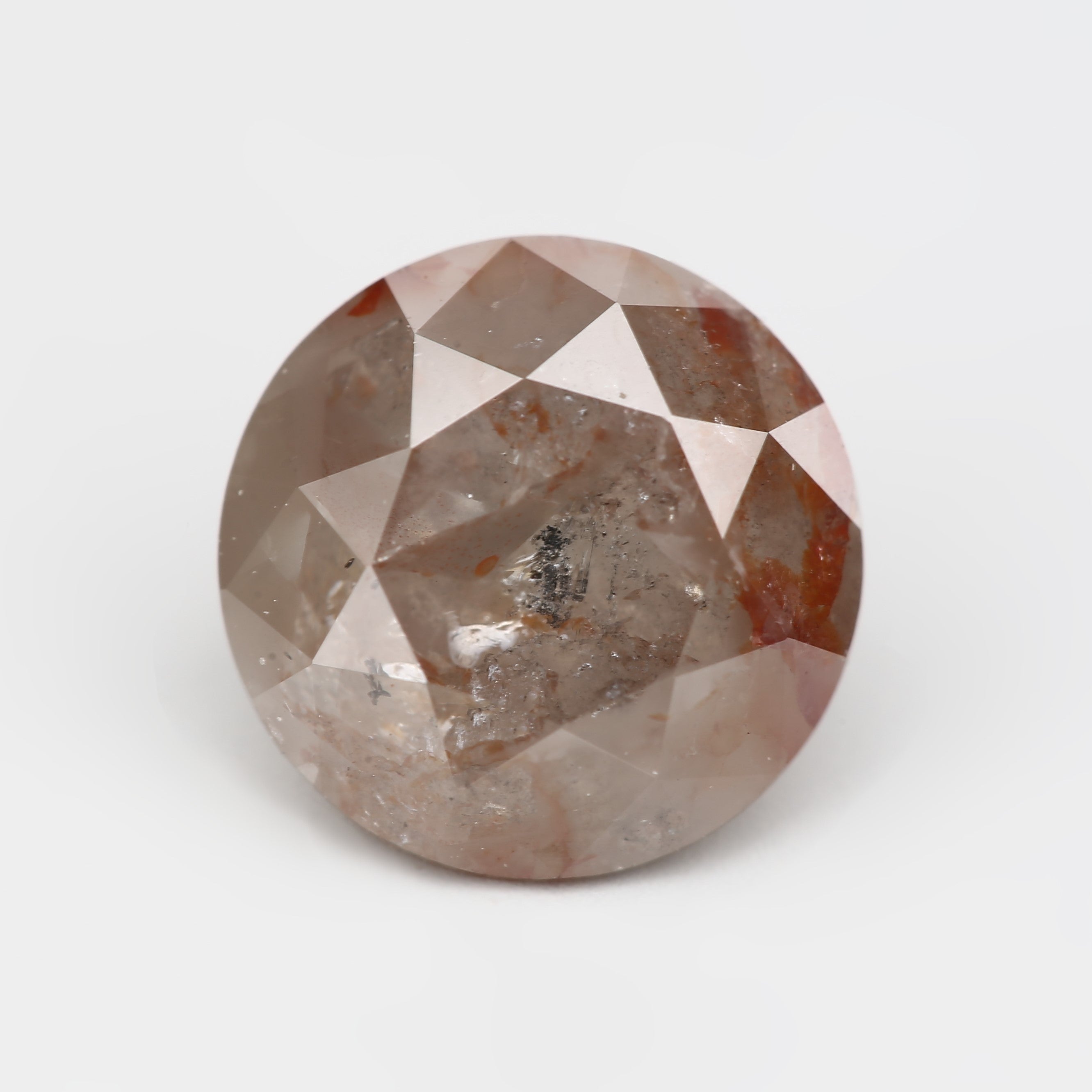 2.22 Carat Natural Peachy Orange Round Salt and Pepper Diamond 6.7 MM - Blackdiamond