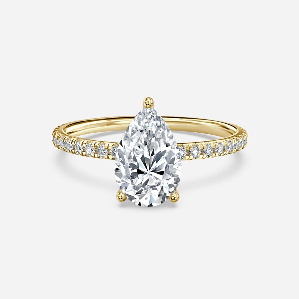 Lux Pear Diamond Band Engagement Ring 14K / 18K Solid Gold