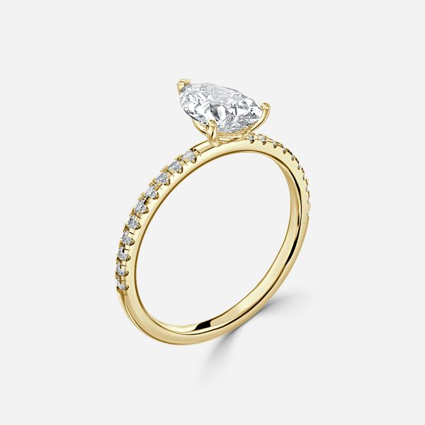 Ulip Pear Diamond Band Engagement Ring 14K / 18K Solid Gold