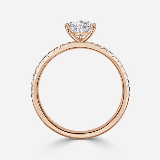 Ulip Pear Diamond Band Engagement Ring 14K / 18K Solid Gold