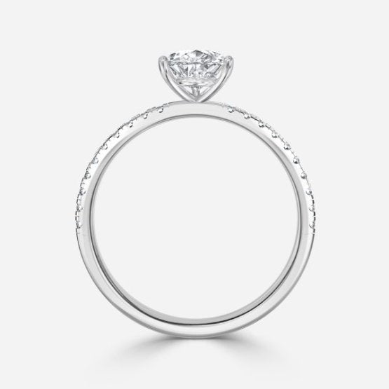 Ulip Pear Diamond Band Engagement Ring 14K / 18K Solid Gold