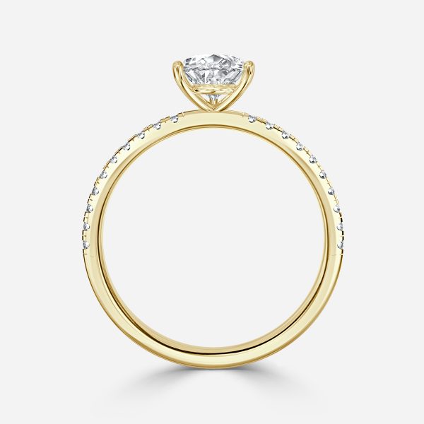 Ulip Pear Diamond Band Engagement Ring 14K / 18K Solid Gold