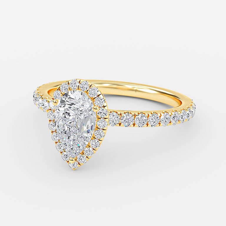 Killian Pear Halo Engagement Ring 14K / 18K Solid Gold
