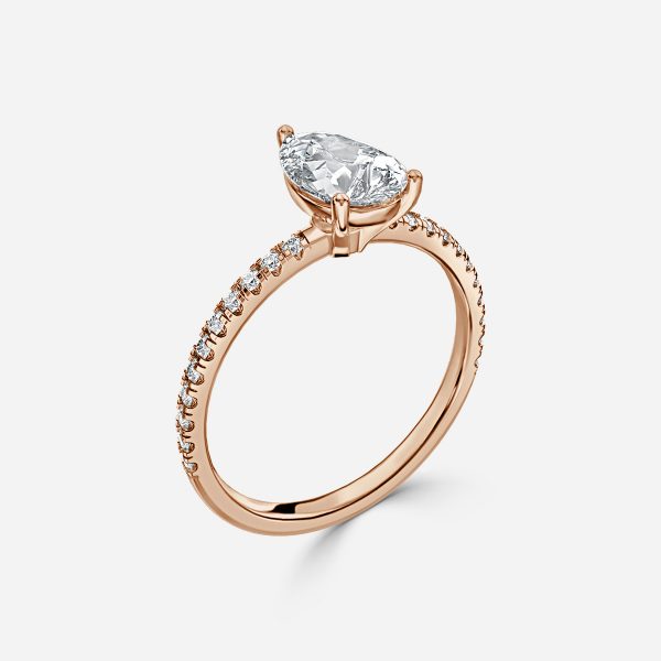 Lux Pear Diamond Band Engagement Ring 14K / 18K Solid Gold