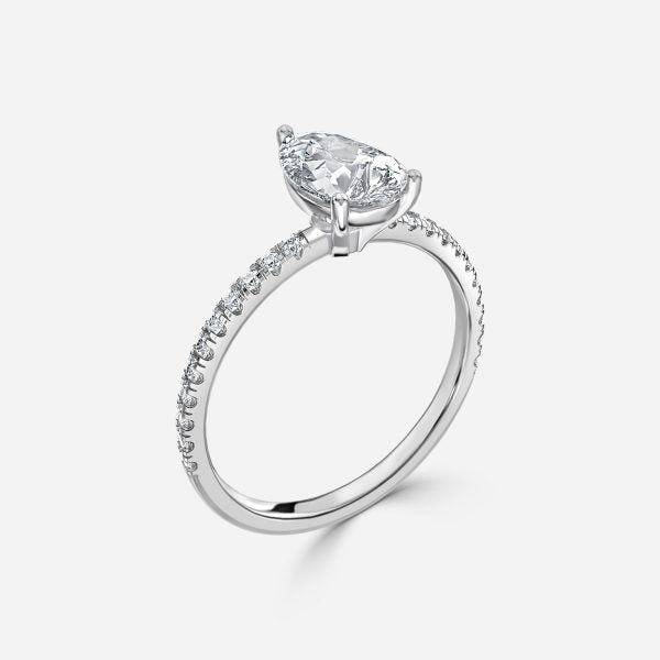 Lux Pear Diamond Band Engagement Ring 14K / 18K Solid Gold