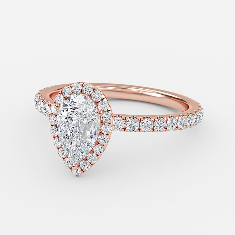 Killian Pear Halo Engagement Ring 14K / 18K Solid Gold