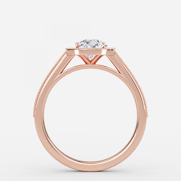 Flswin Pear Halo Engagement Ring 14K / 18K Solid Gold