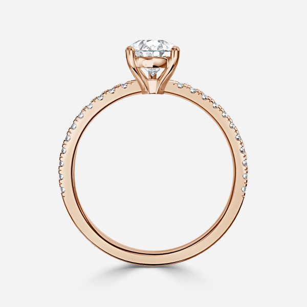 Lux Pear Diamond Band Engagement Ring 14K / 18K Solid Gold