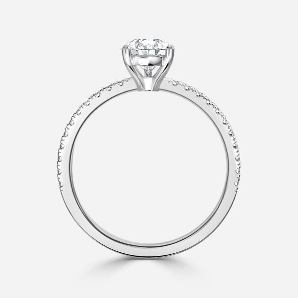 Lux Pear Diamond Band Engagement Ring 14K / 18K Solid Gold