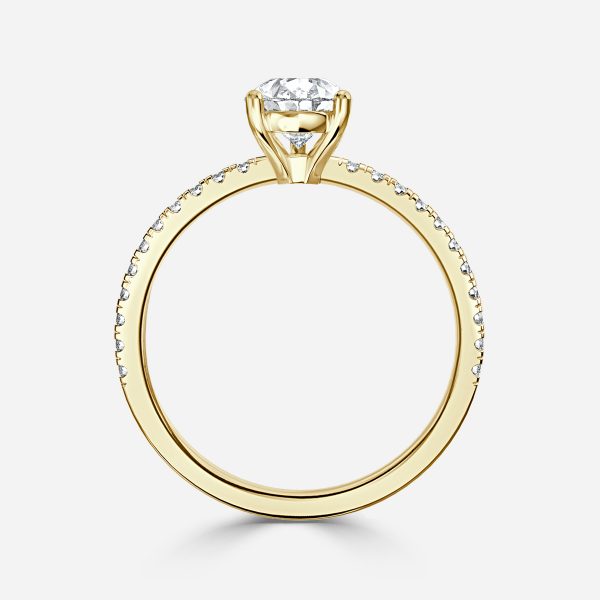 Lux Pear Diamond Band Engagement Ring 14K / 18K Solid Gold