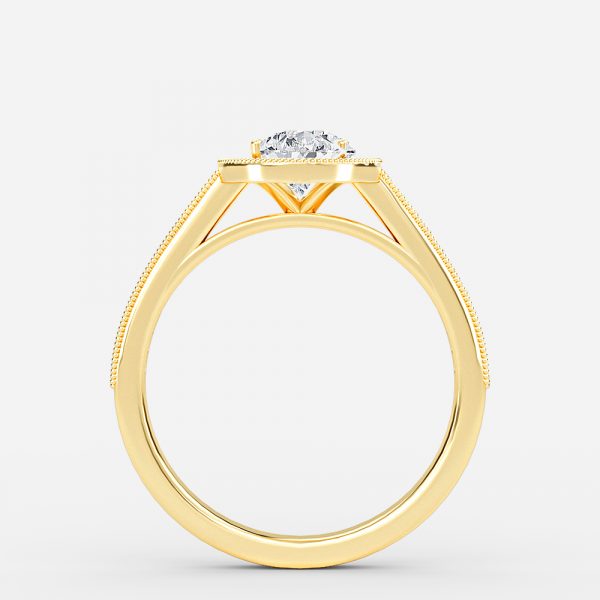 Flswin Pear Halo Engagement Ring 14K / 18K Solid Gold