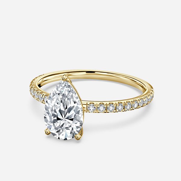Lux Pear Diamond Band Engagement Ring 14K / 18K Solid Gold