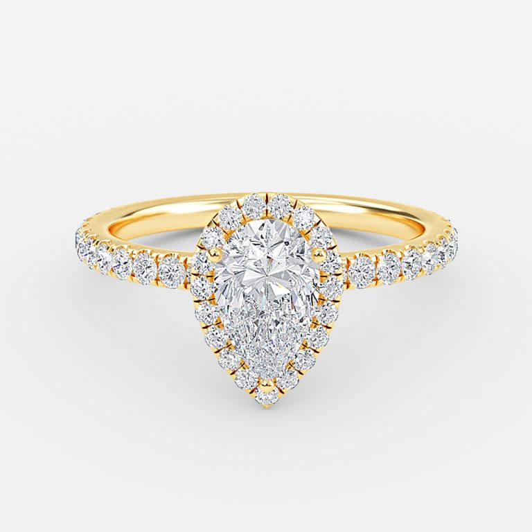 Killian Pear Halo Engagement Ring 14K / 18K Solid Gold