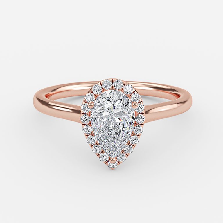 Kevi Pear Halo Engagement Ring 14K / 18K Solid Gold