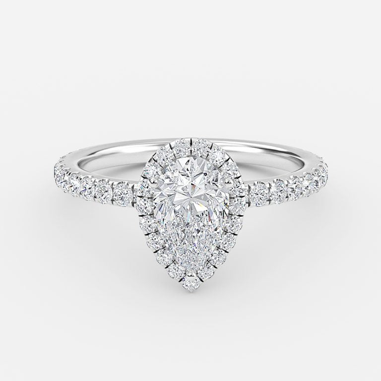 Killian Pear Halo Engagement Ring 14K / 18K Solid Gold