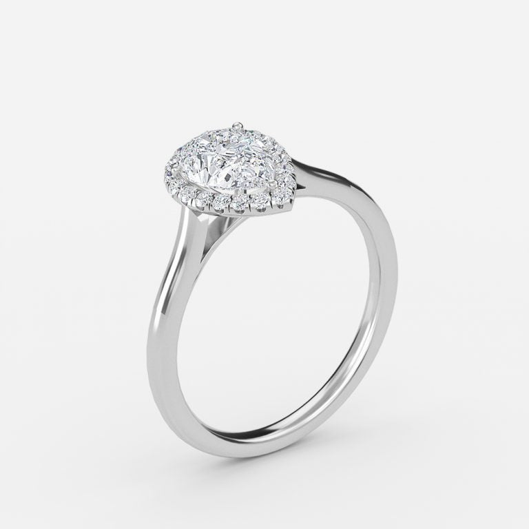 Kevi Pear Halo Engagement Ring 14K / 18K Solid Gold
