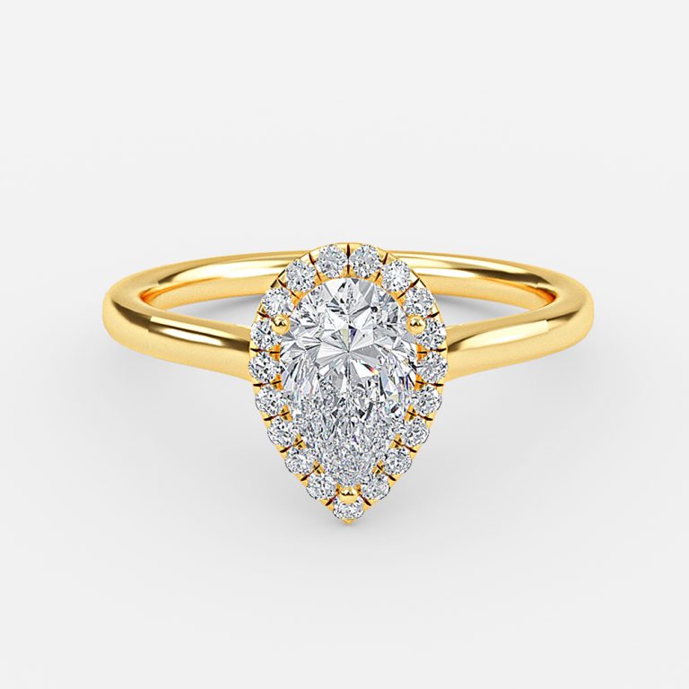 Kevi Pear Halo Engagement Ring 14K / 18K Solid Gold