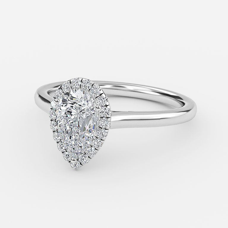 Kevi Pear Halo Engagement Ring 14K / 18K Solid Gold