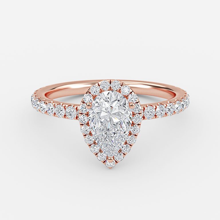 Killian Pear Halo Engagement Ring 14K / 18K Solid Gold