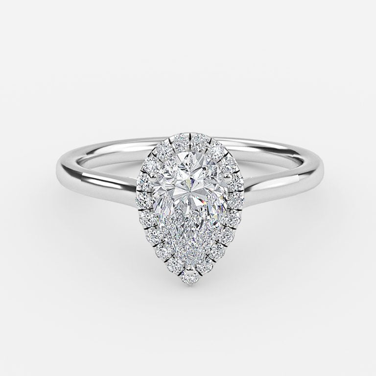 Kevi Pear Halo Engagement Ring 14K / 18K Solid Gold
